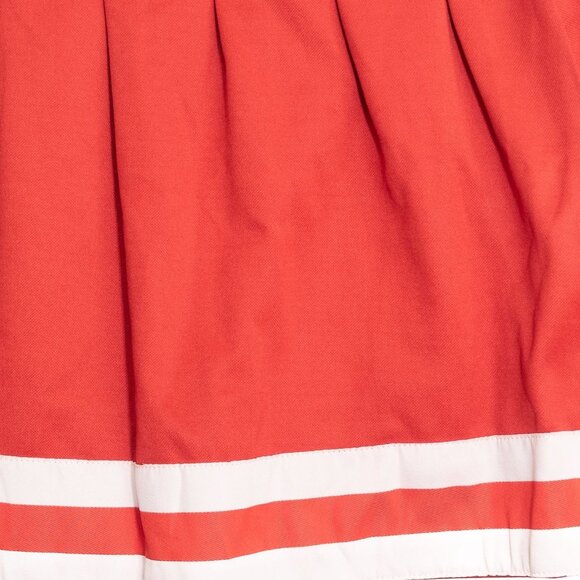 Vintage-Inspired Size ADXL Red Pleated Mini Skirt With White Stripes & Elastic - Picture 4 of 8